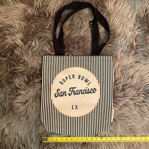 Super Bowl LX San Francisco Striped Tote Bag - Black and Off White (NEW)